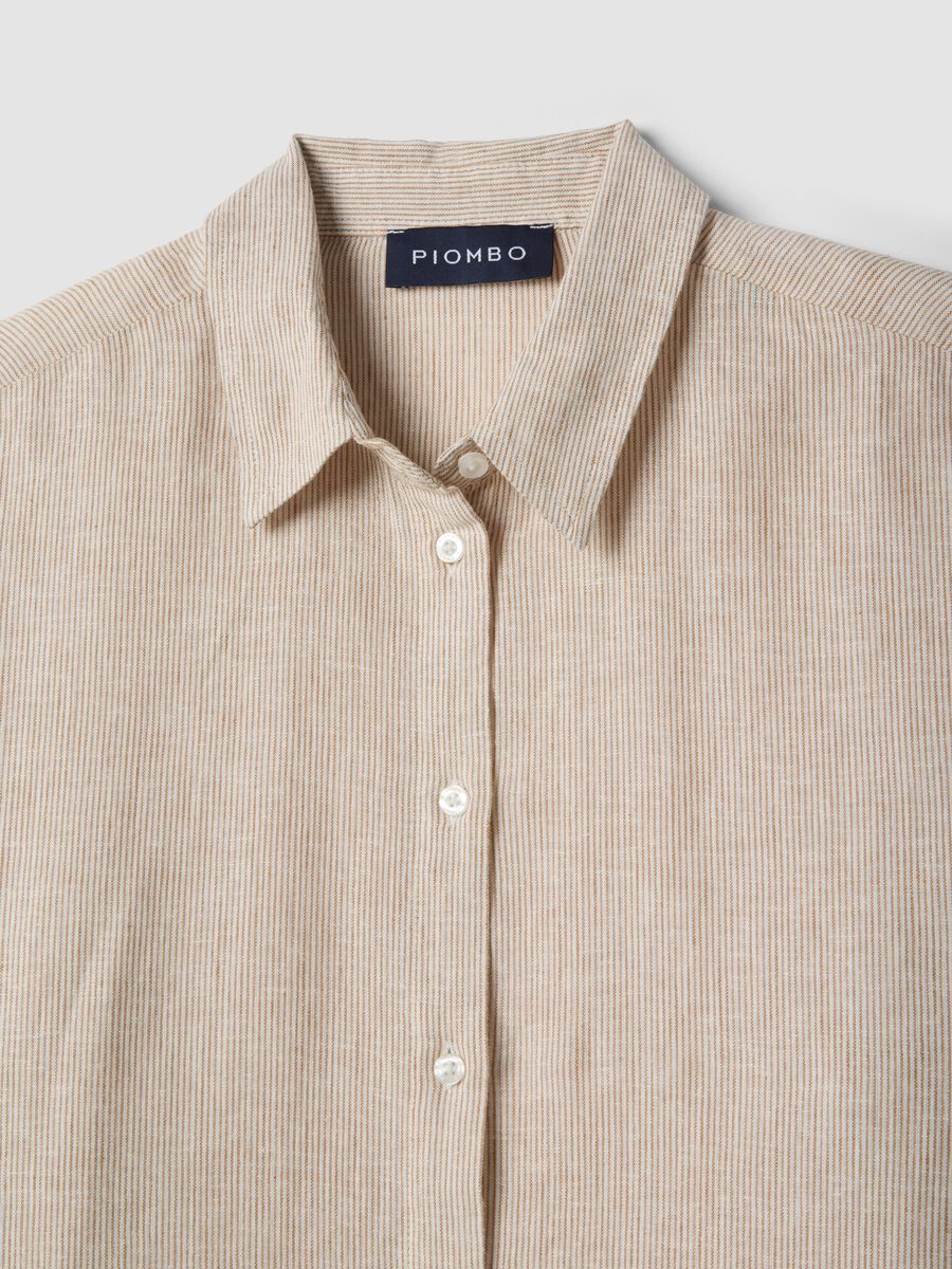 Multicoloured striped linen blend shirt with regular fit_5
