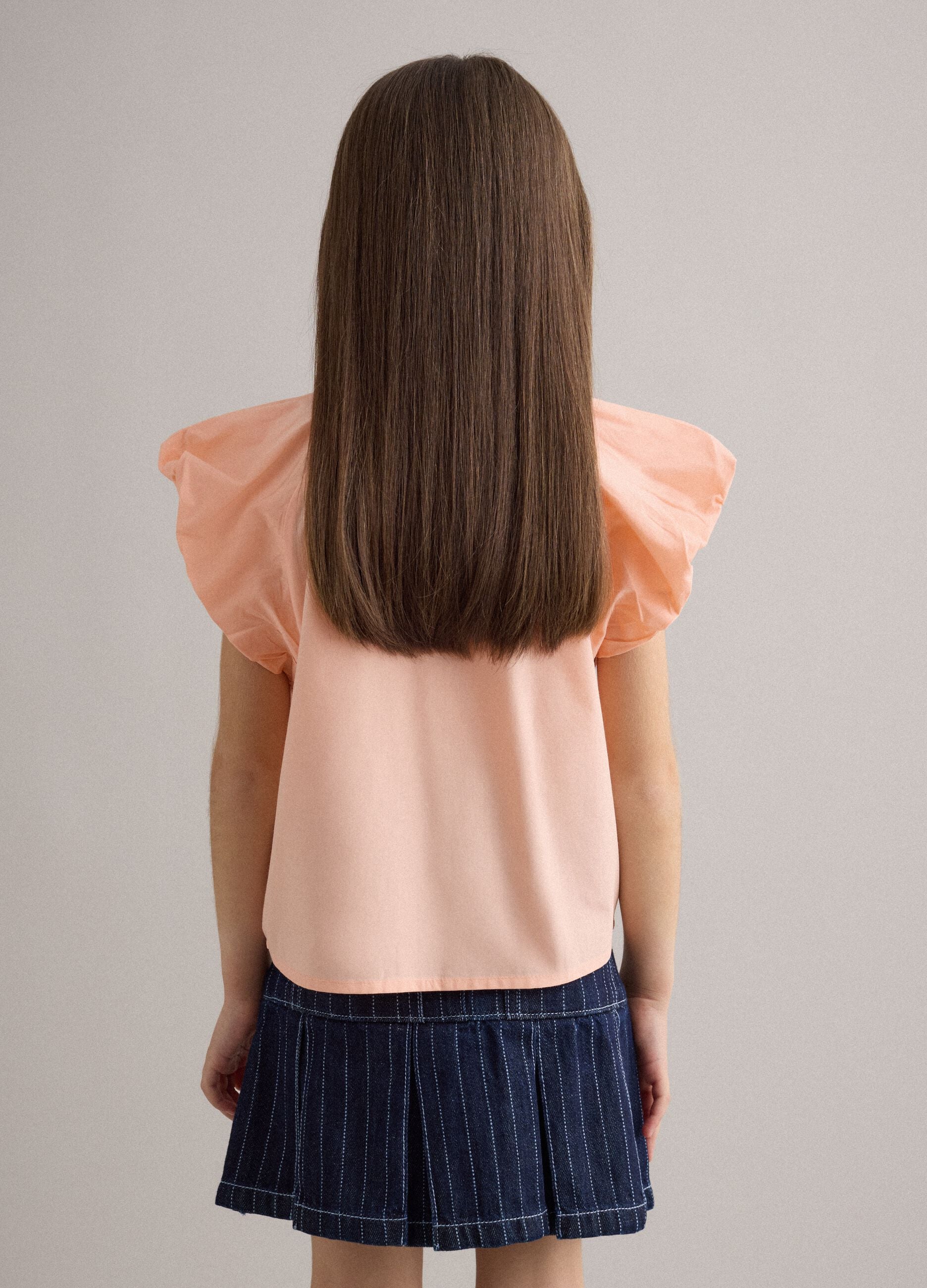 Girls' regular fit pink pure cotton blouse