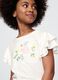White short sleeve t-shirt with frills and floral print_2