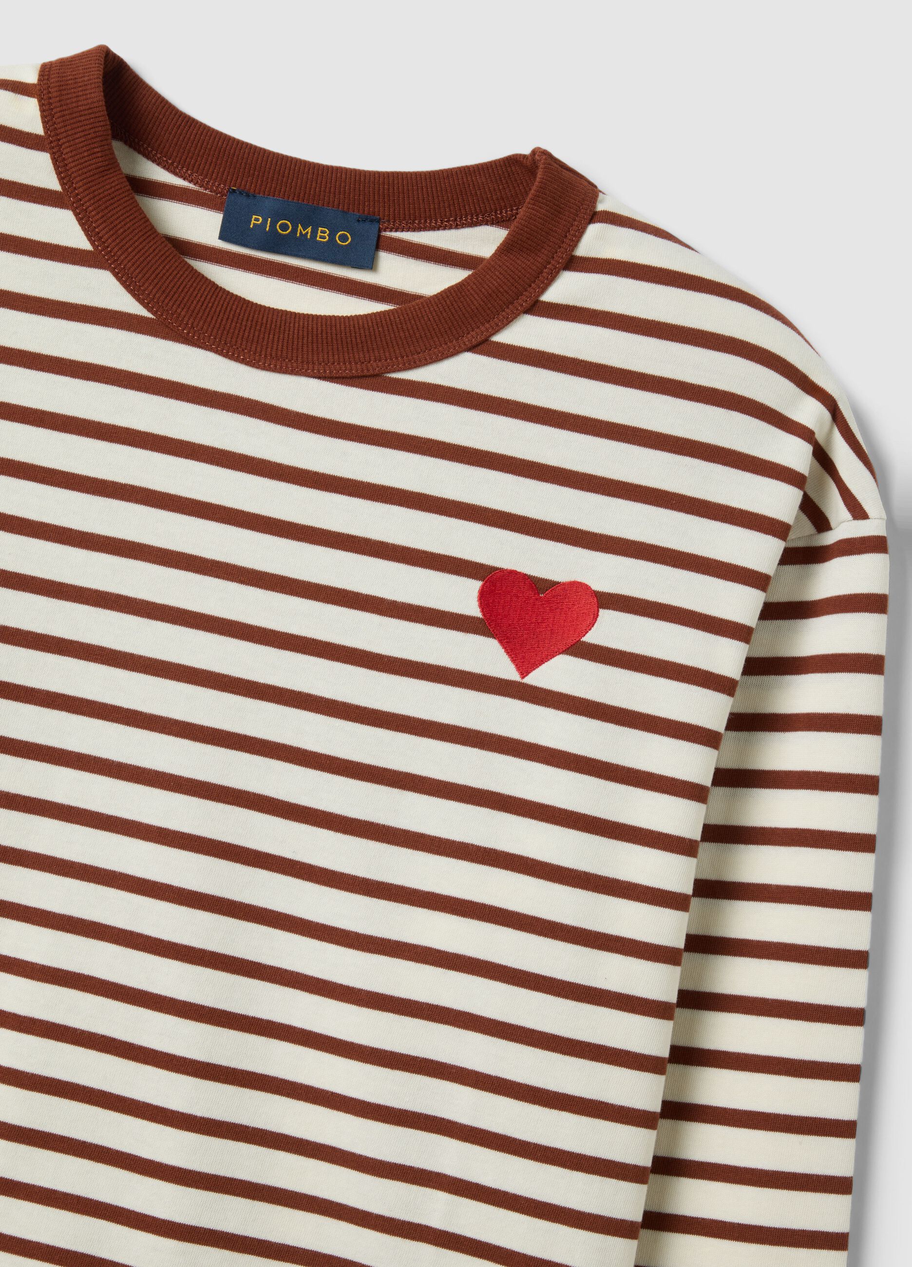 Multicolour Striped Pure Cotton Relaxed Fit Jumper with Heart