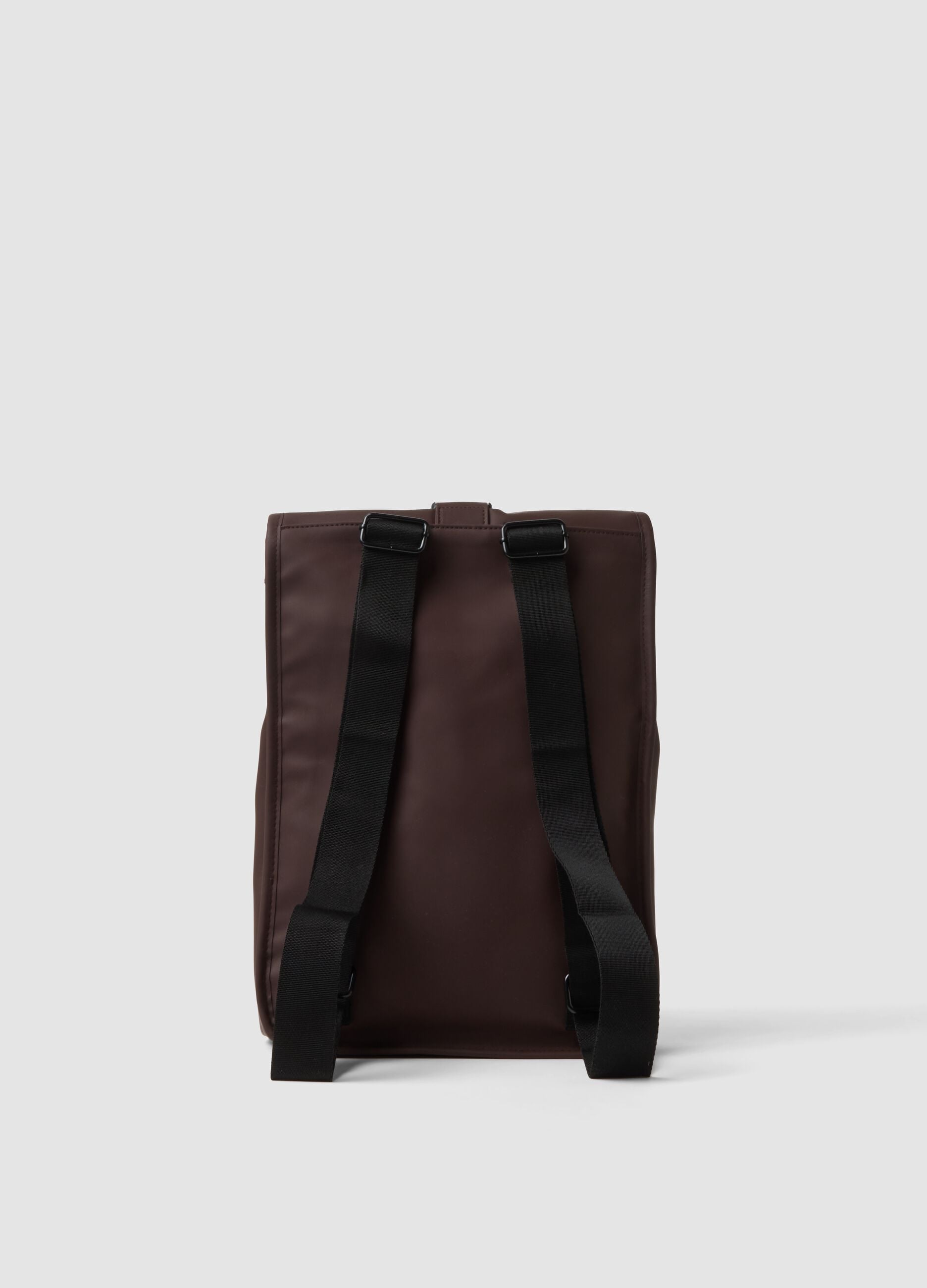 Brown roll-top backpack with front zip pocket
