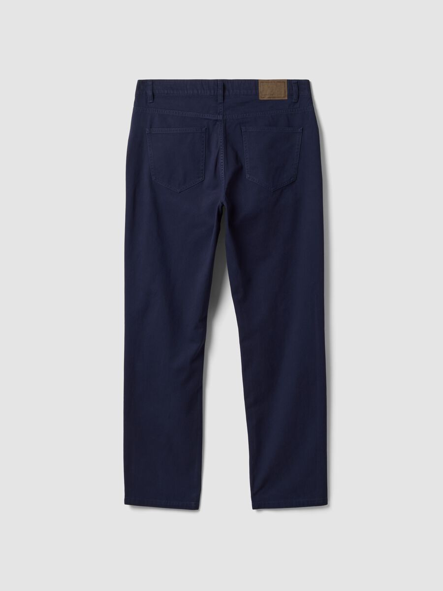 Pantaloni blu cinque tasche in puro cotone_1