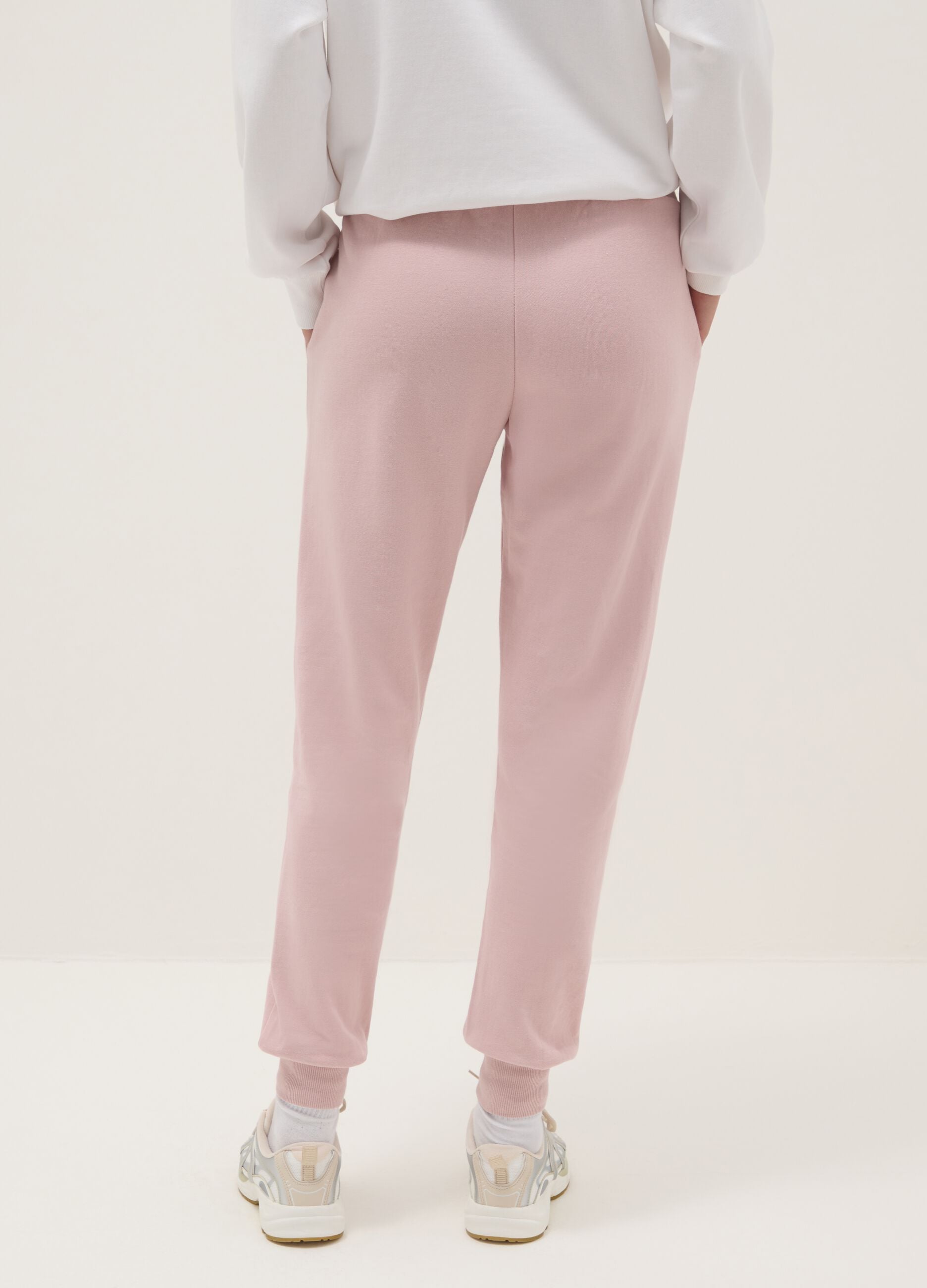 Pink cotton blend regular fit trousers with Everlast logo