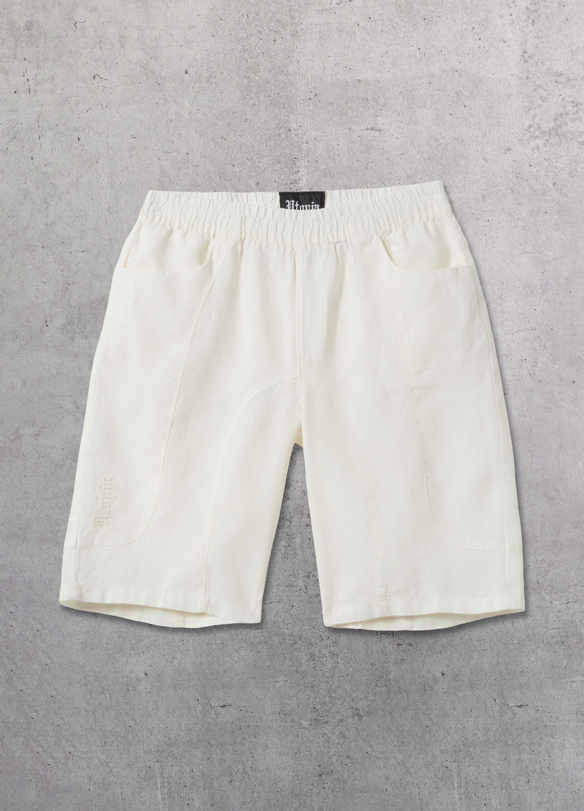 100% Linen Shorts White