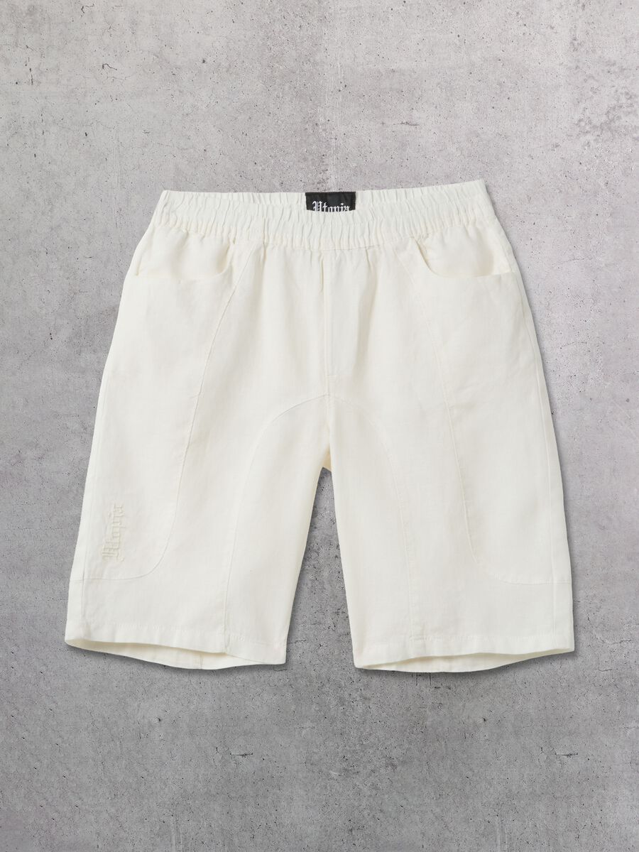 100% Linen Shorts White_0