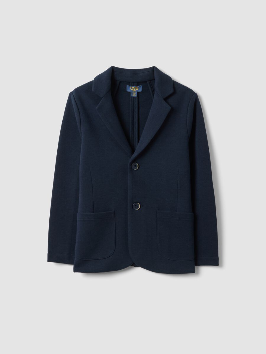 Children's light blue cotton blend jacket with regular fit_0