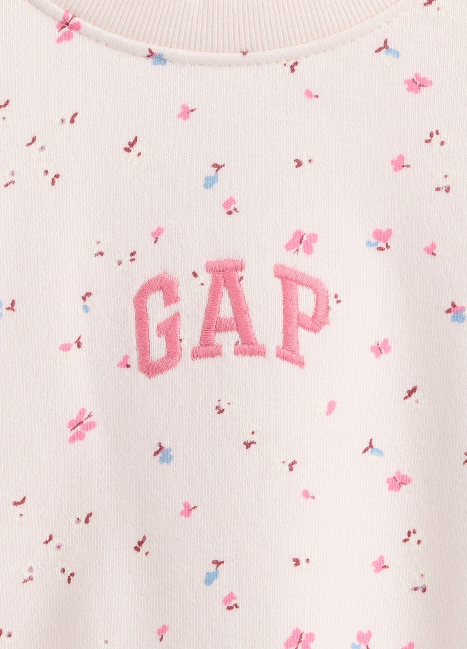 Pink cotton bodysuit with flowers
