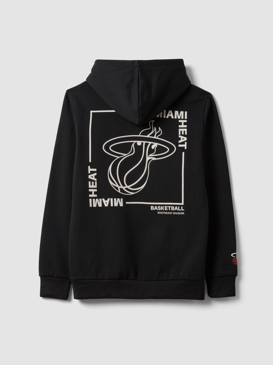 Black cotton-blend hoodie with Miami Heat print_6