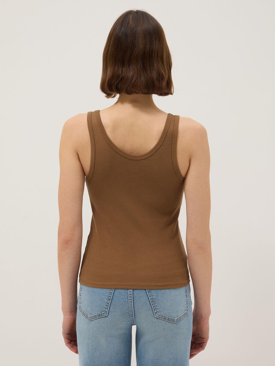 Brown Stretch Cotton Regular Fit Vest_2