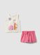 White and pink pure cotton top and shorts set for baby girl_0