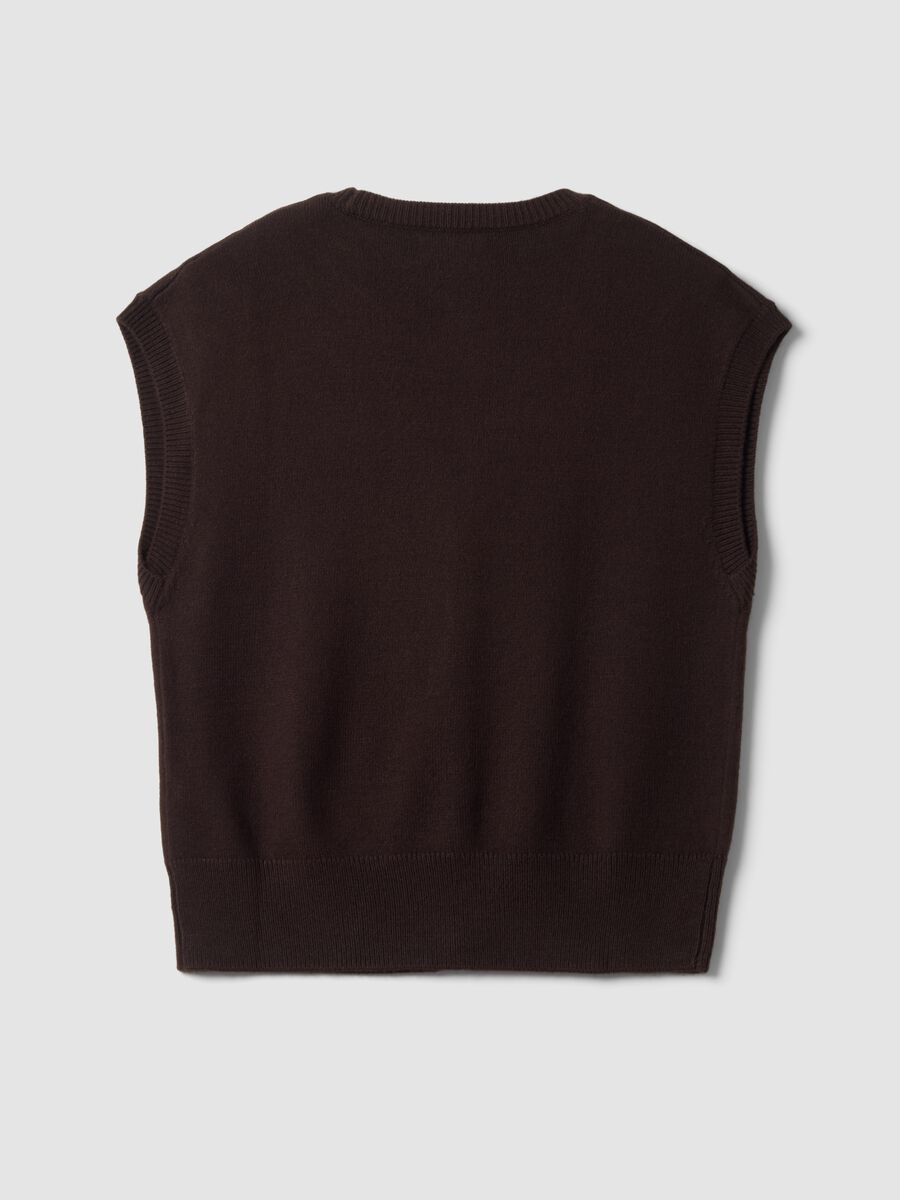 Brown V-neck button-up vest with oversized fit_6
