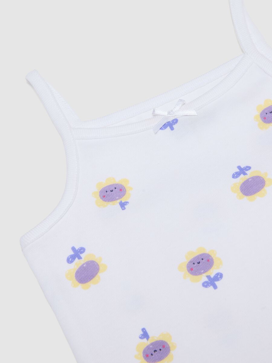 Bipack of multicoloured pure cotton vests for baby girls with sunflowers_2