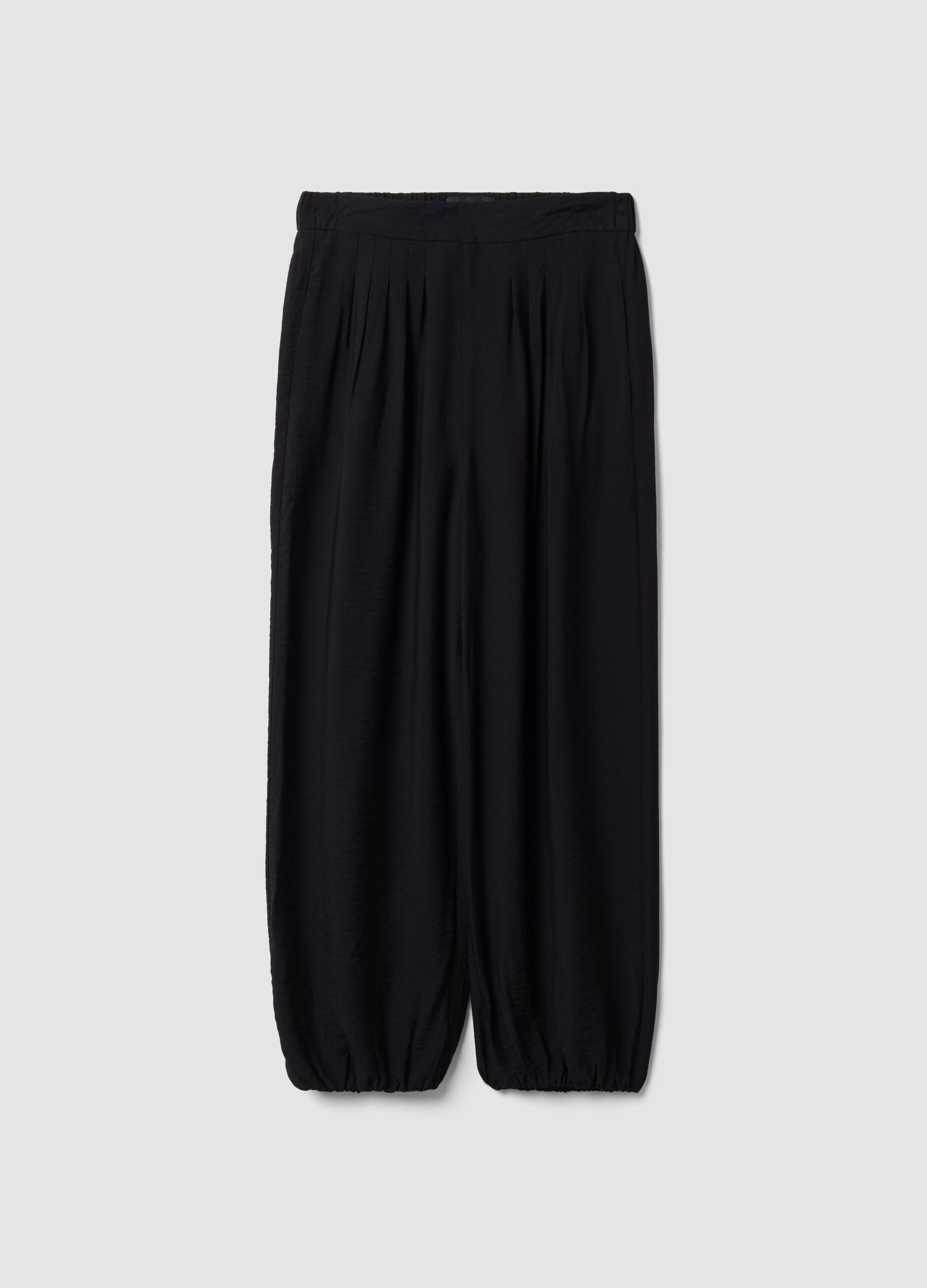 Black relaxed-fit viscose-blend trousers