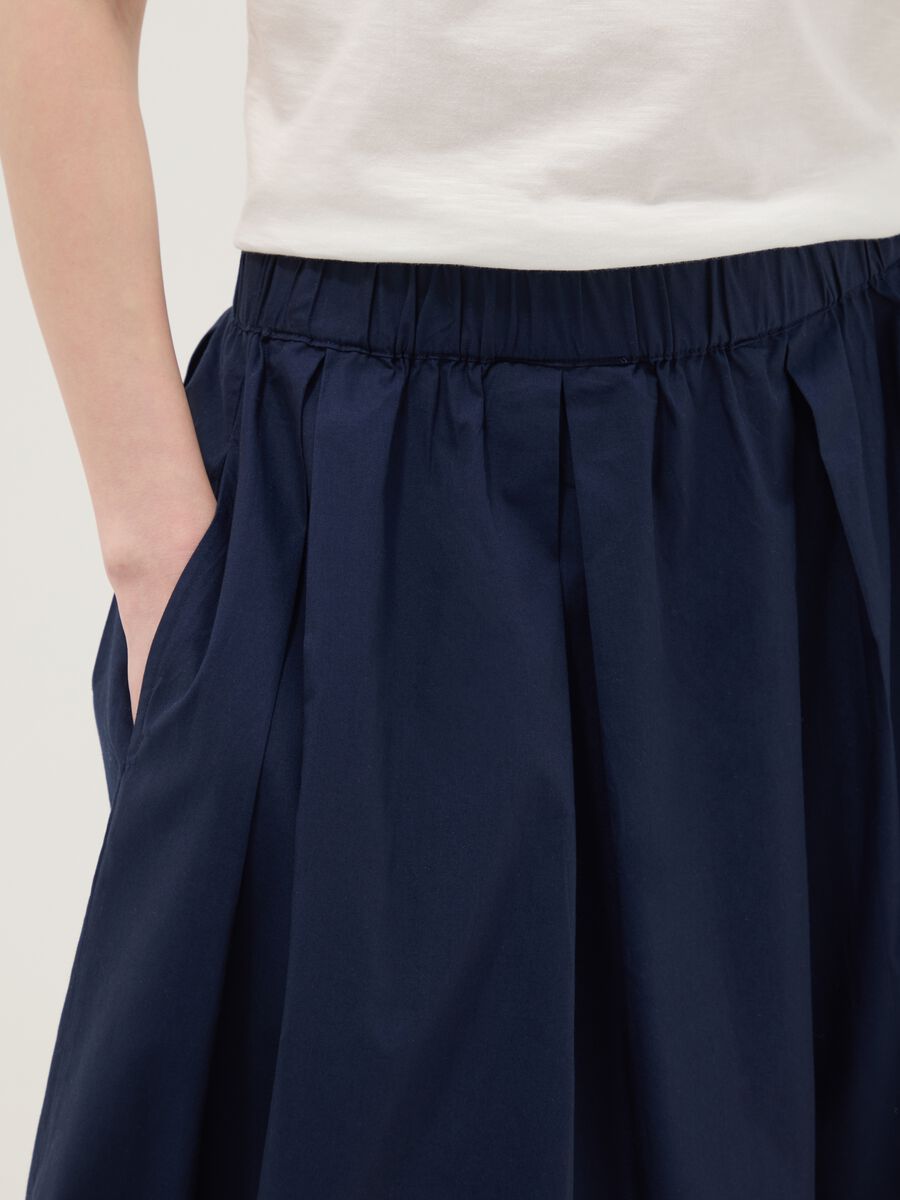 Blue pure cotton midi skirt_3