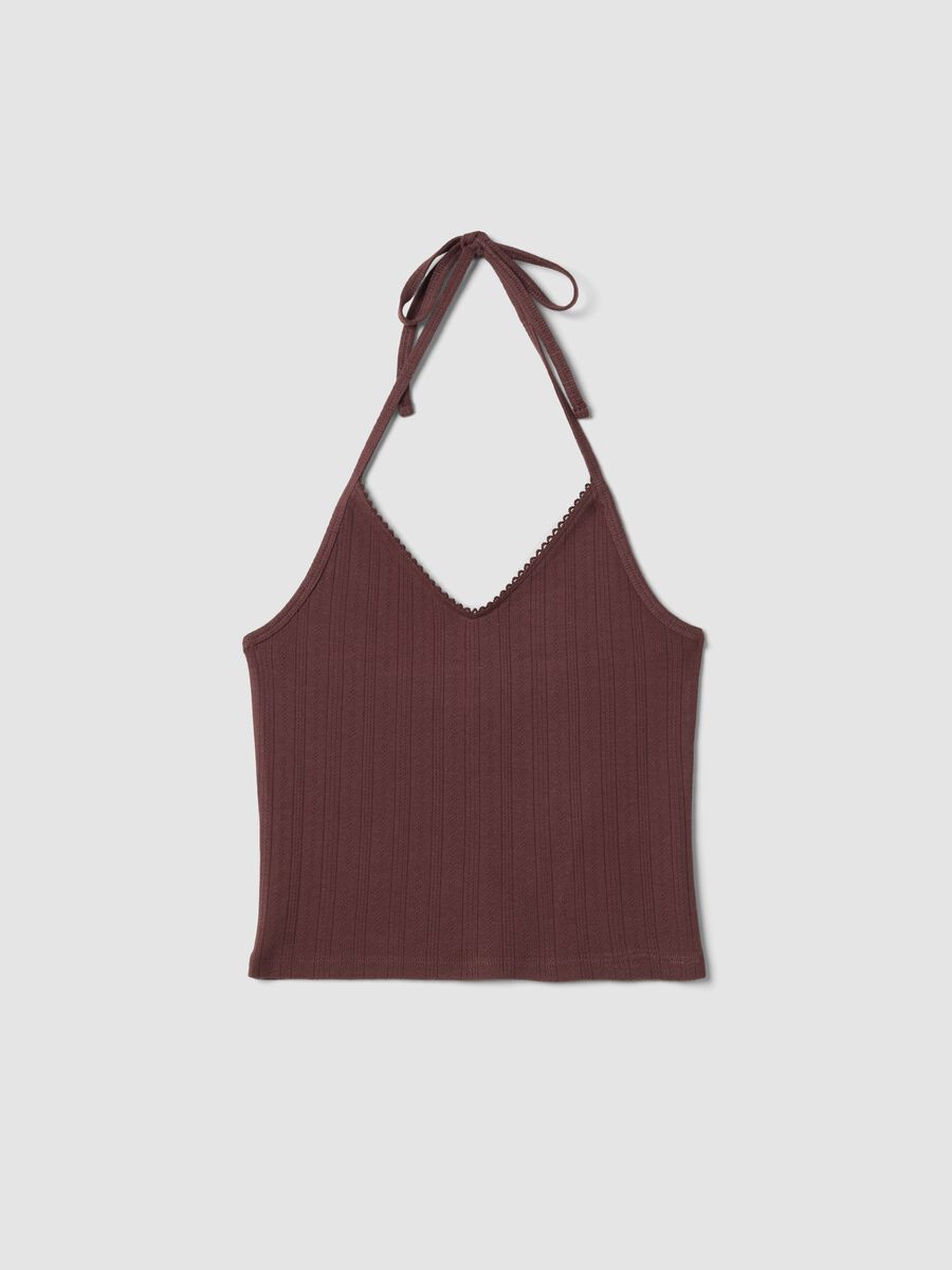 Short brown pure cotton tank top_4
