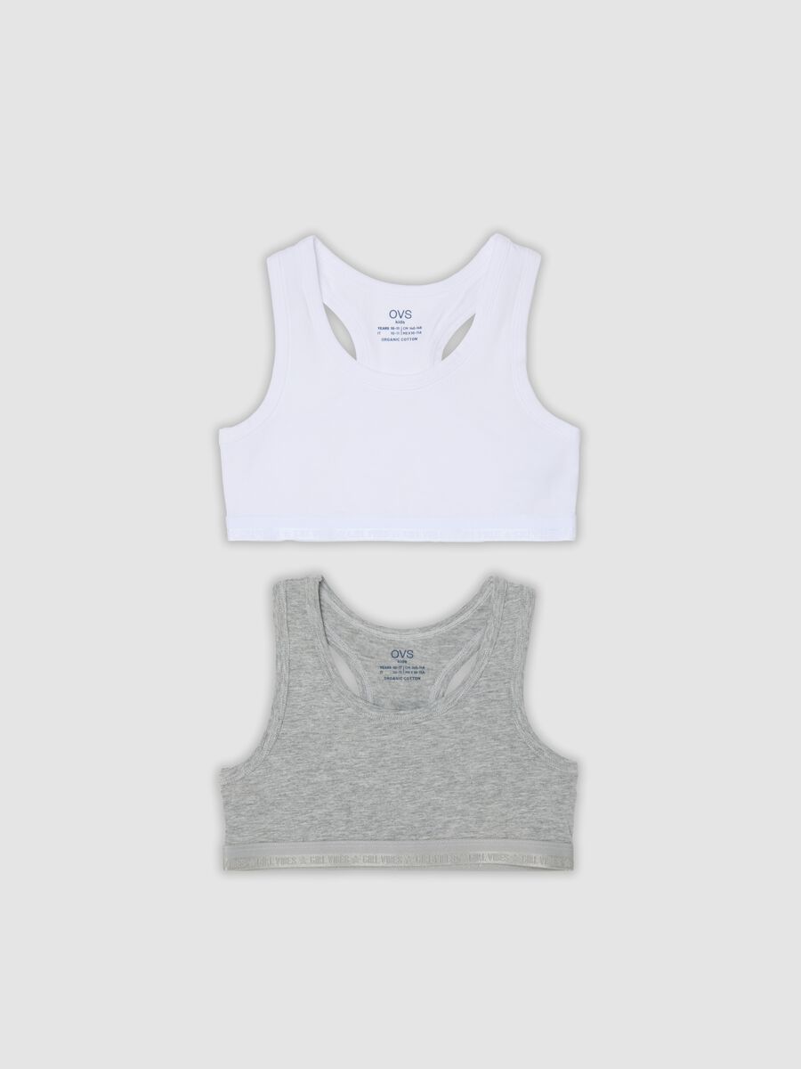 2-pack of girls&rsquo; multicolour organic stretch-cotton sports bras_0