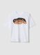 White pure cotton T-shirt with front print_3