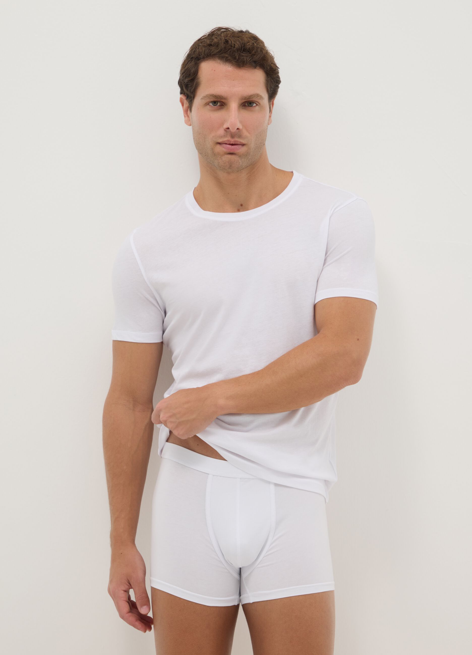 White crew neck t-shirt twin pack in pure cotton regular fit