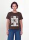 Brown pure cotton T-shirt with floral print, regular fit_3
