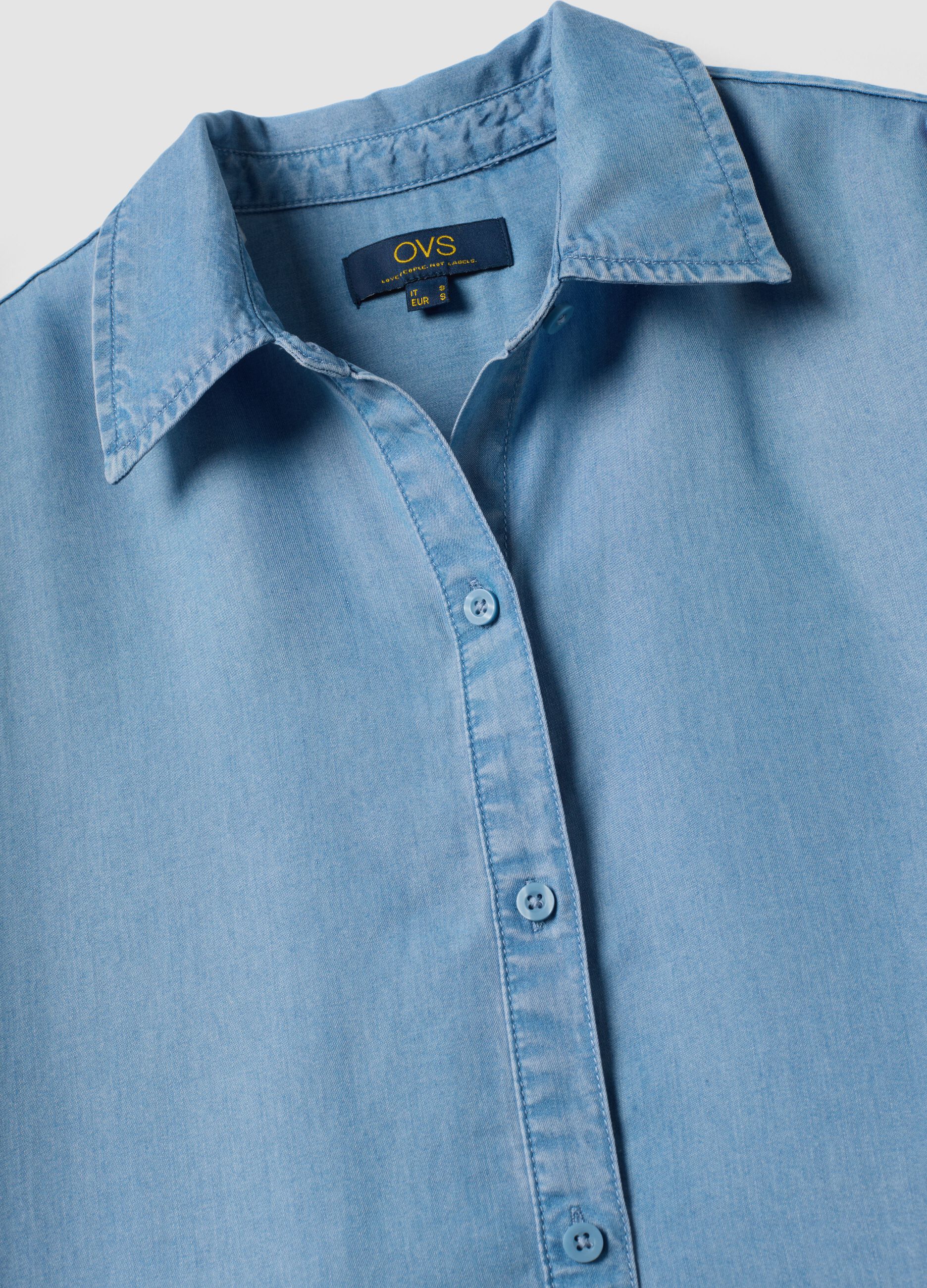 Sky blue pure lyocell shirt