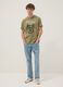 Green printed T-shirt in pure cotton, regular fit_1