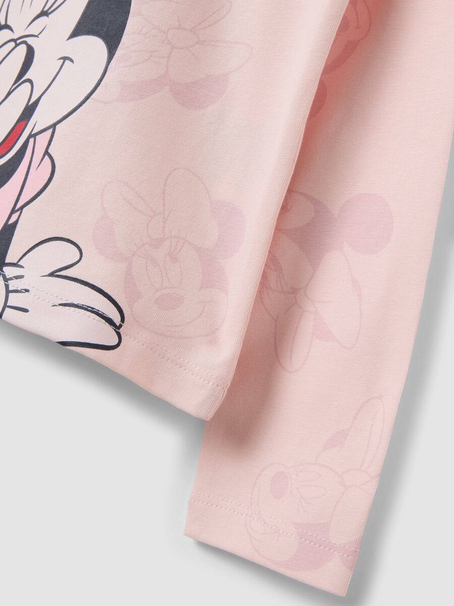 Pink stretch cotton crew-neck T-shirt with Minnie print_3
