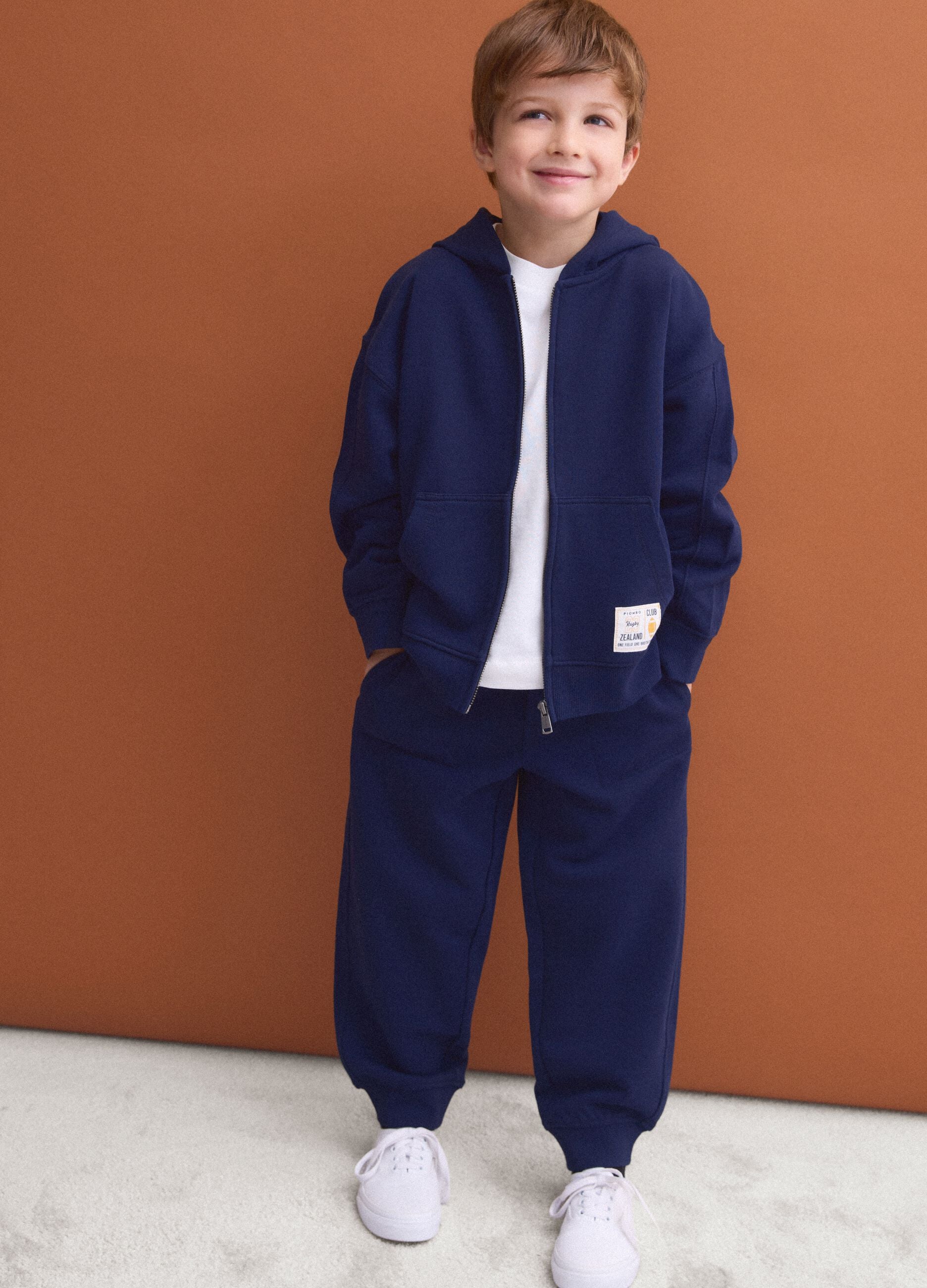 Blue pure cotton joggers with elasticated waist for boys