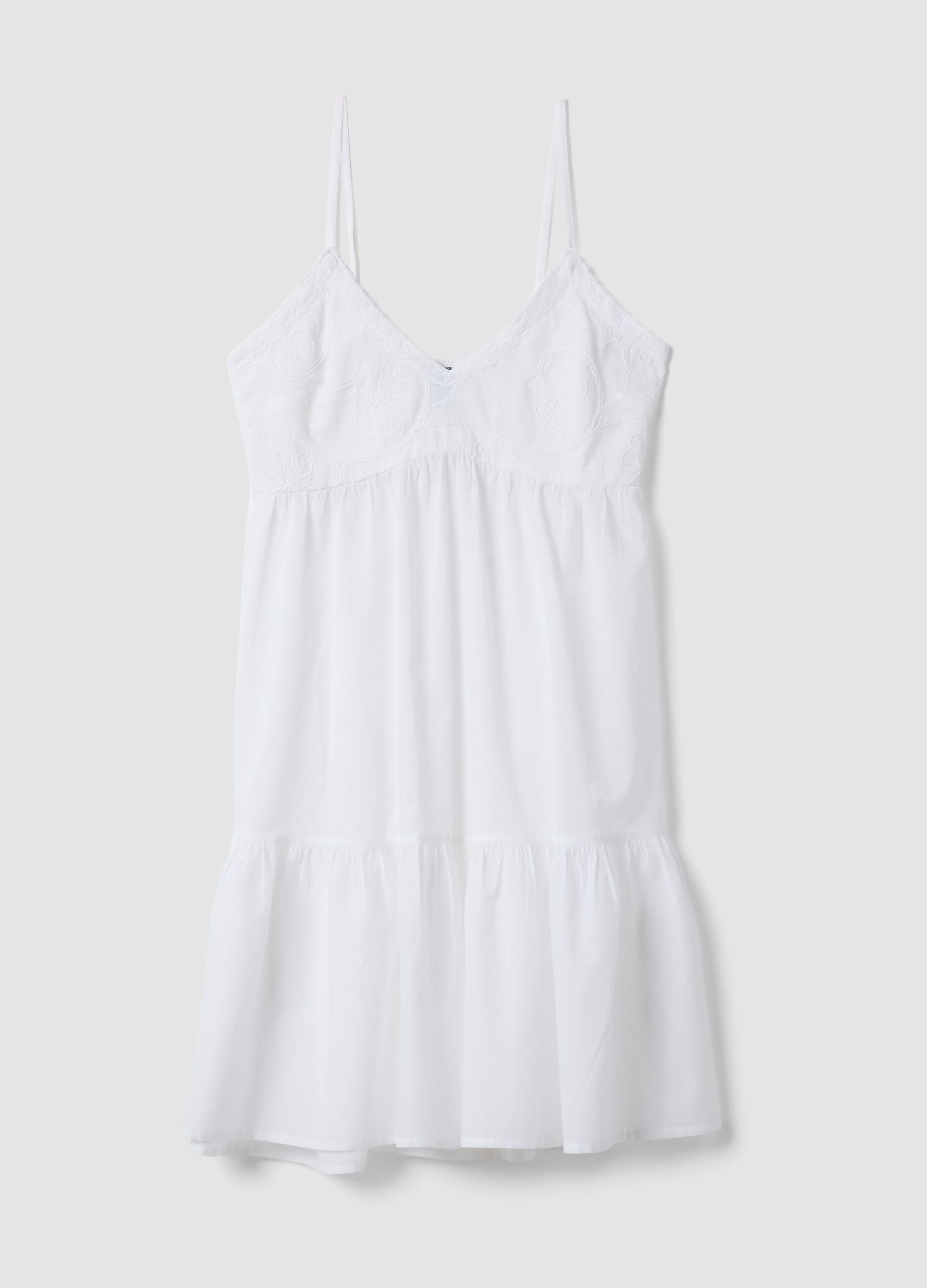 White organic cotton nightdress with straps