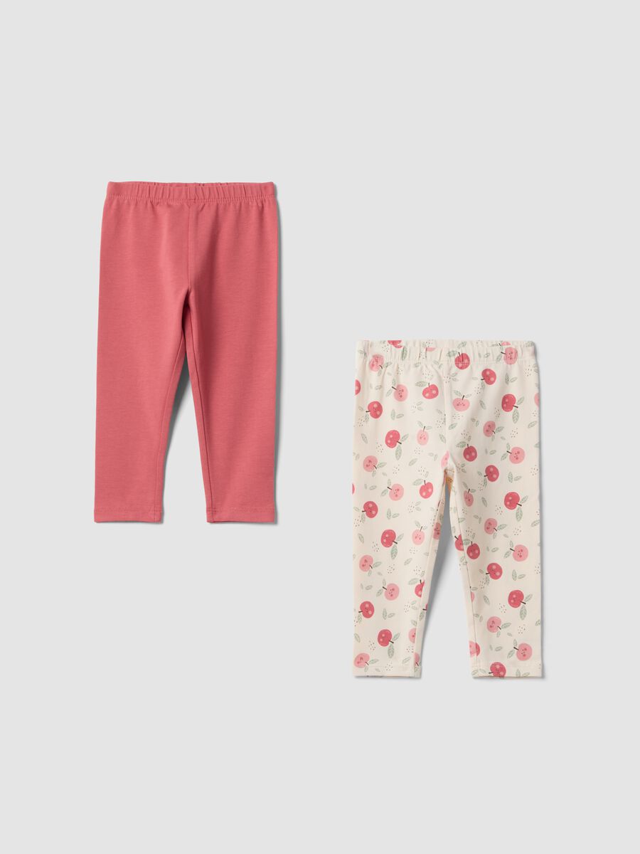 2-pack multicolour organic stretch cotton leggings for baby girl_0