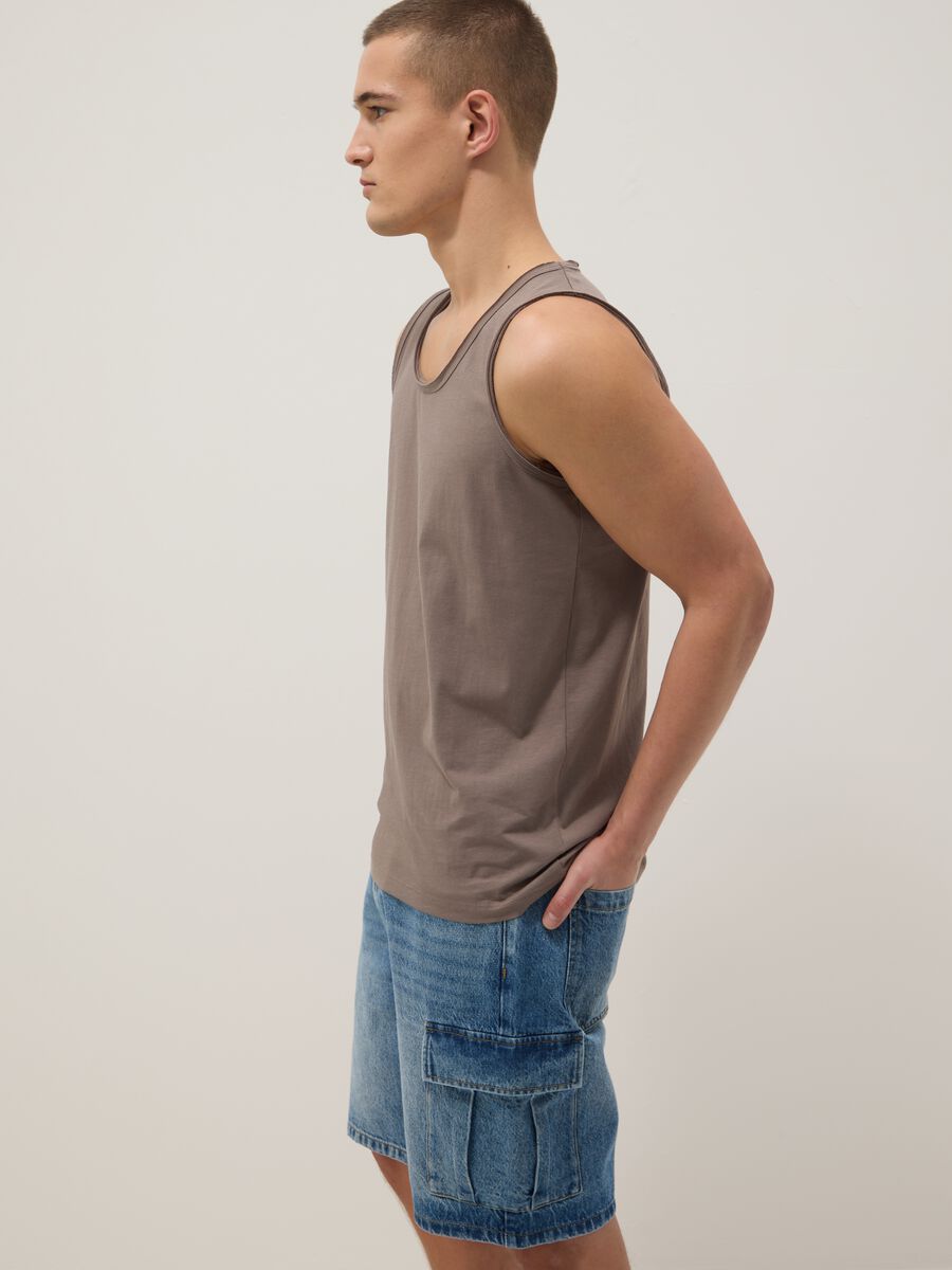 Grey pure cotton vest top_0