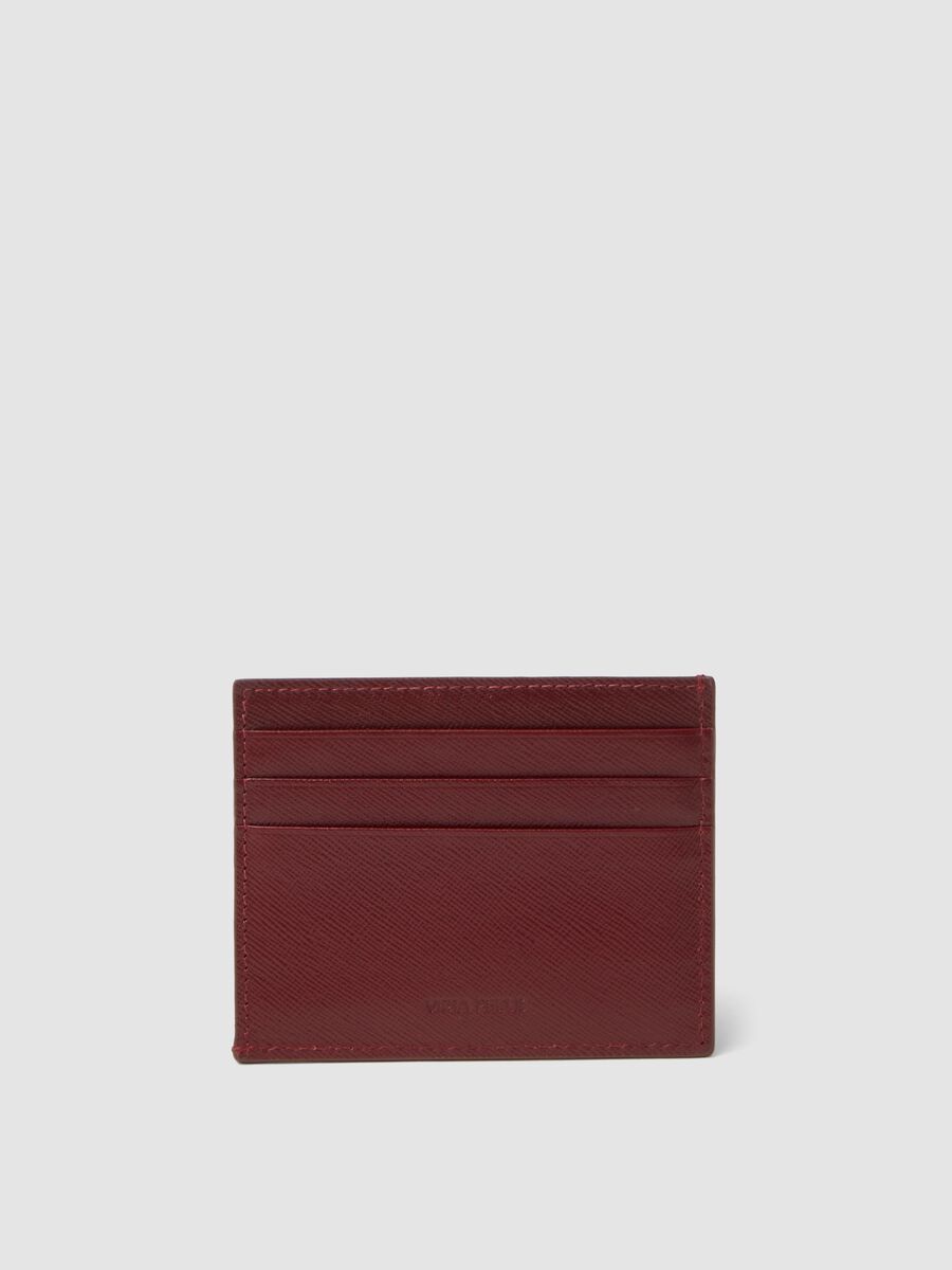 Portacarte rosso in vera pelle con apertura laterale_2