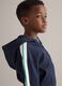 Blue cotton blend oversized fit hoodie for kids_0