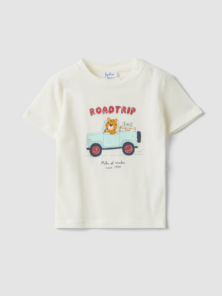T-shirt bianca in puro cotone organico con stampa regular fit per bimbo_0