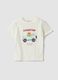 White pure organic cotton T-shirt with print, regular fit for baby boy_0