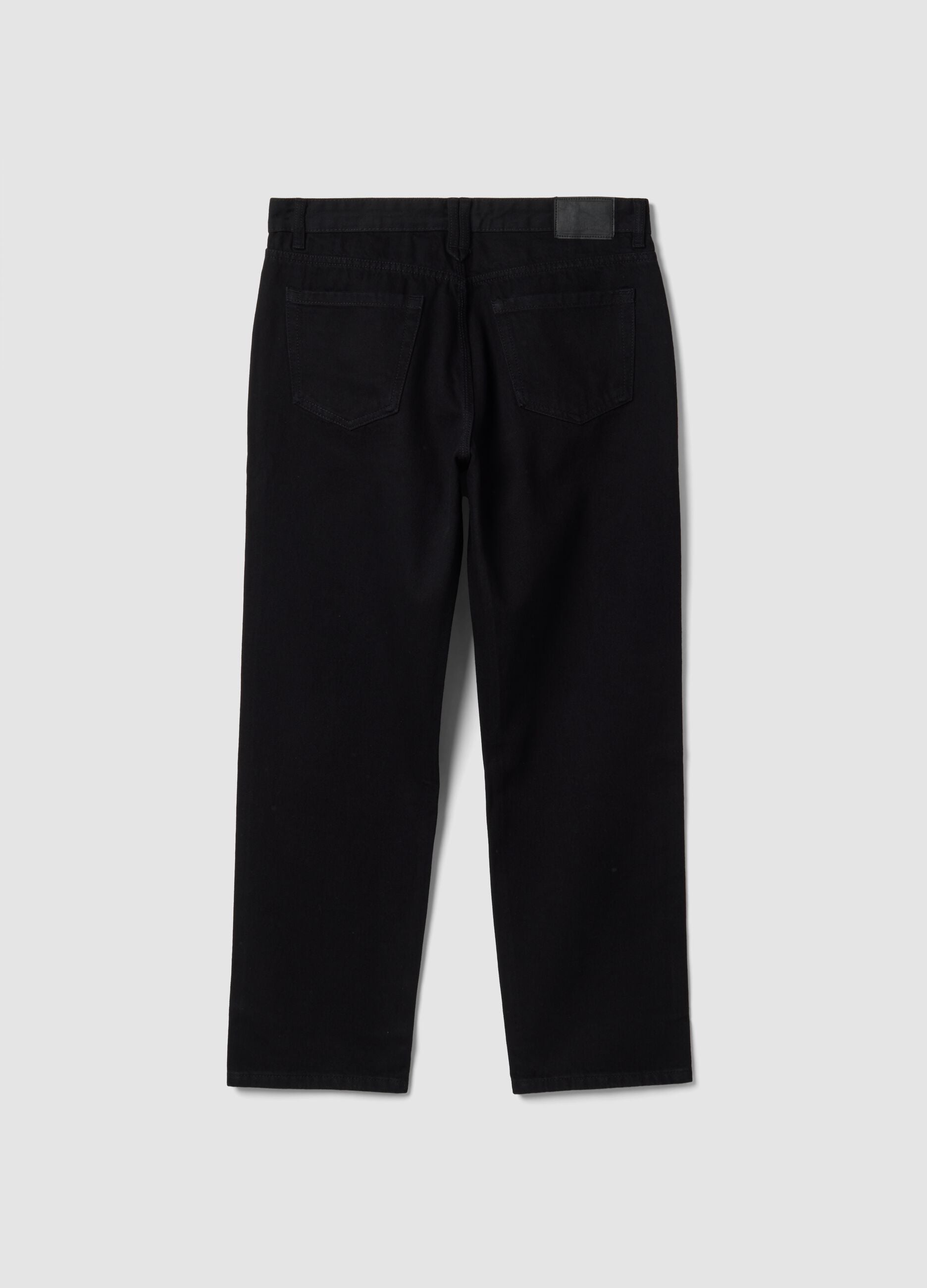 Black pure cotton denim jeans, relaxed fit
