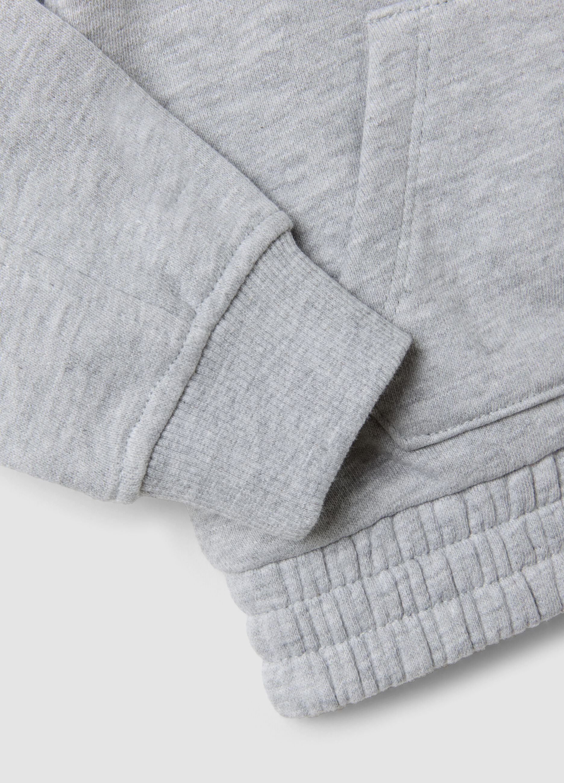 Grey hooded sweatshirt in pure organic cotton, oversized fit for baby girl