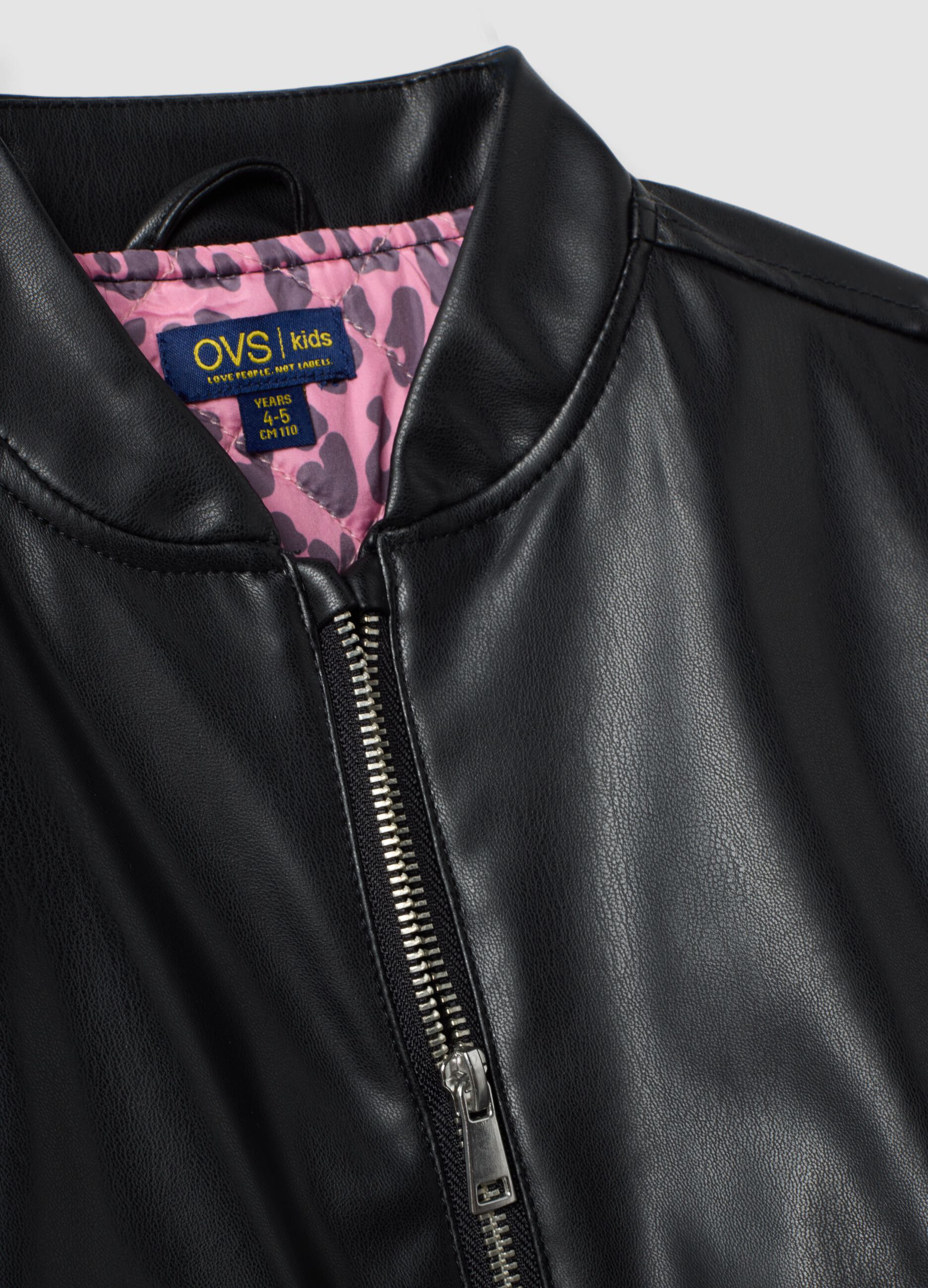 Black zip-up jacket, regular fit, for girls