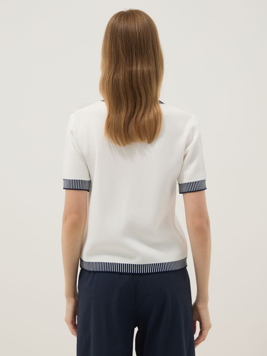 White viscose-blend T-shirt with contrast trims_3