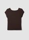 Brown pure viscose V-neck T-shirt, regular fit_5