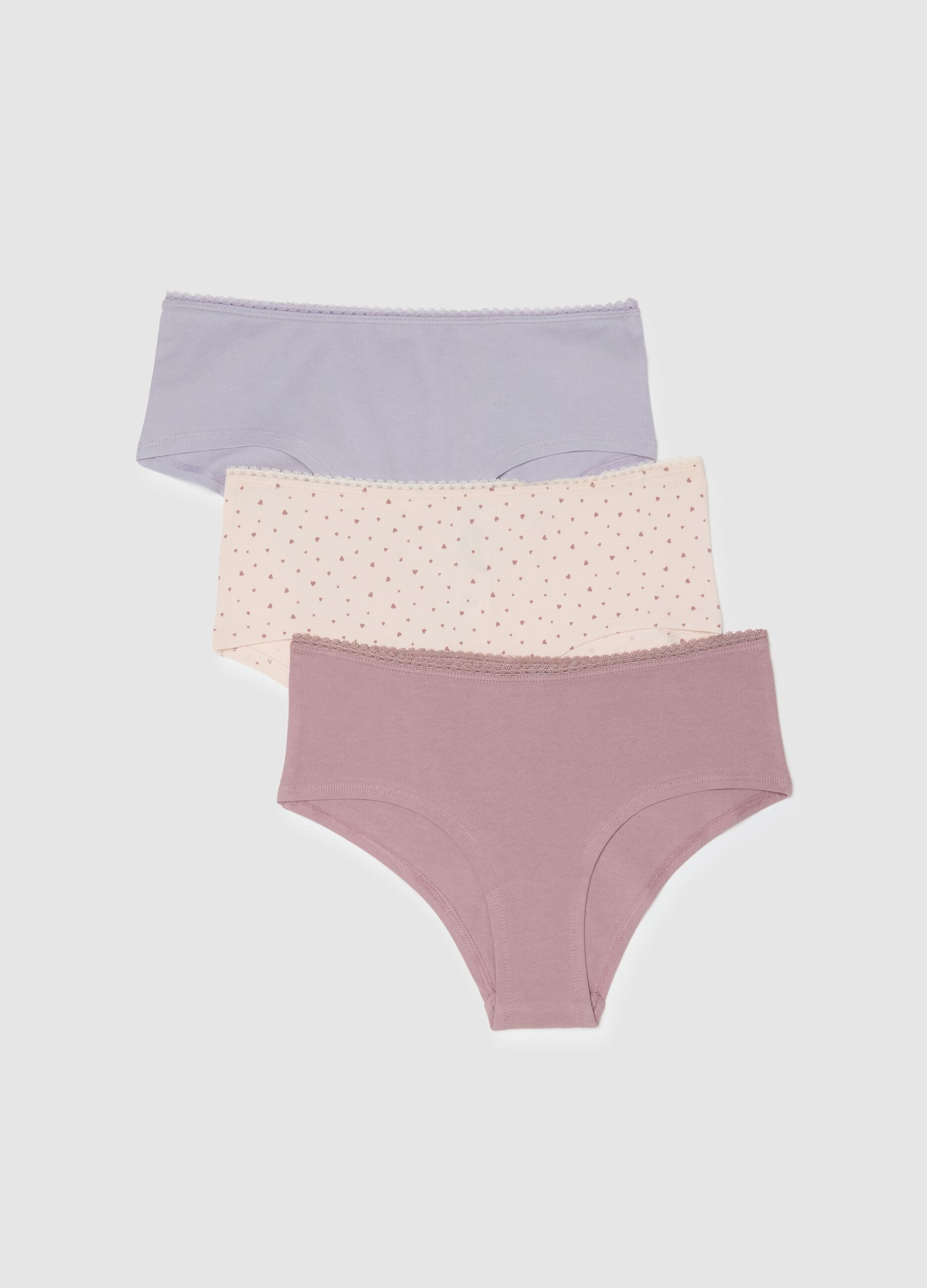 Tripack multi-colour high-waisted briefs