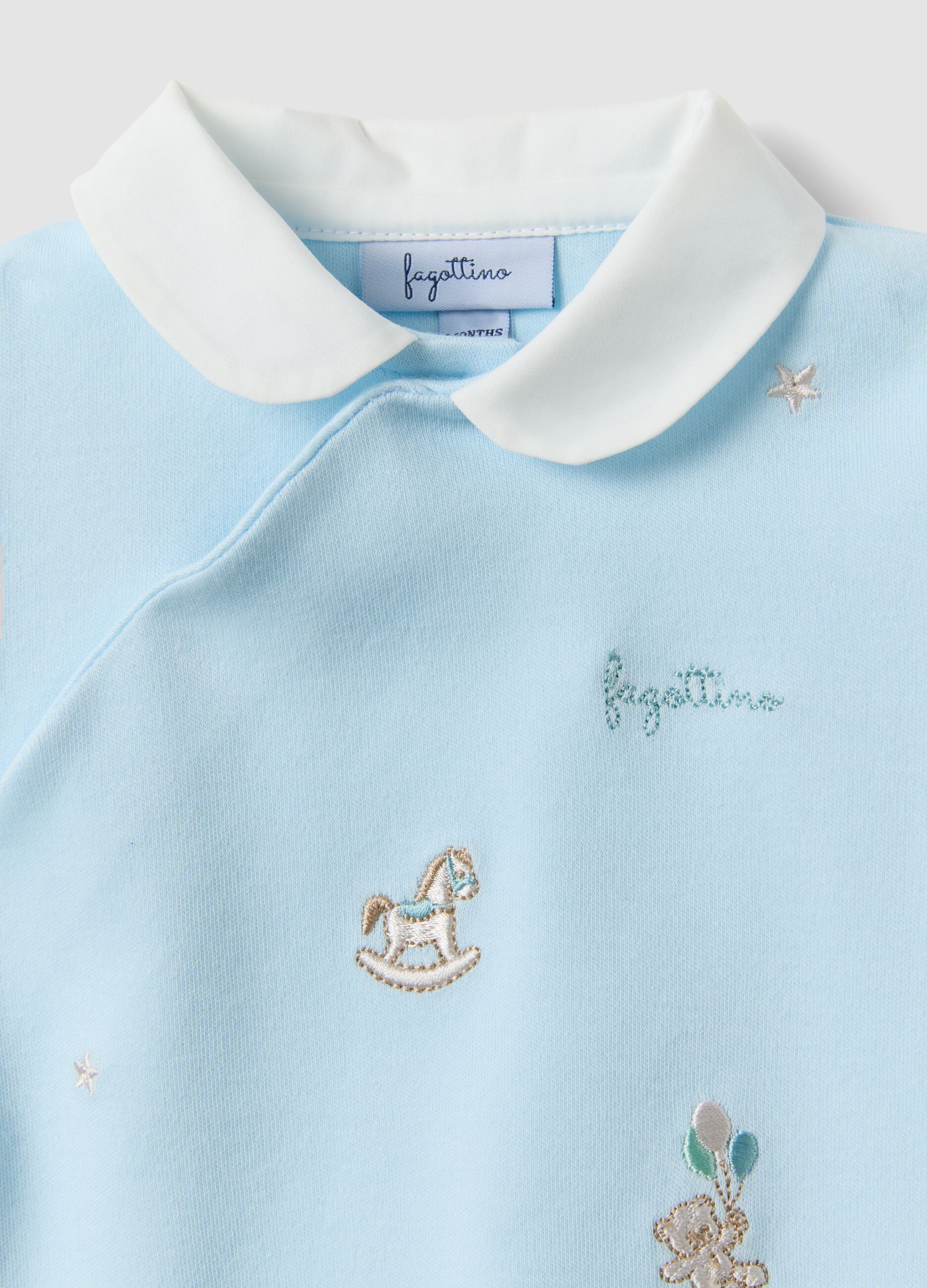 Light Blue Organic Cotton Babygrow with Classic Collar