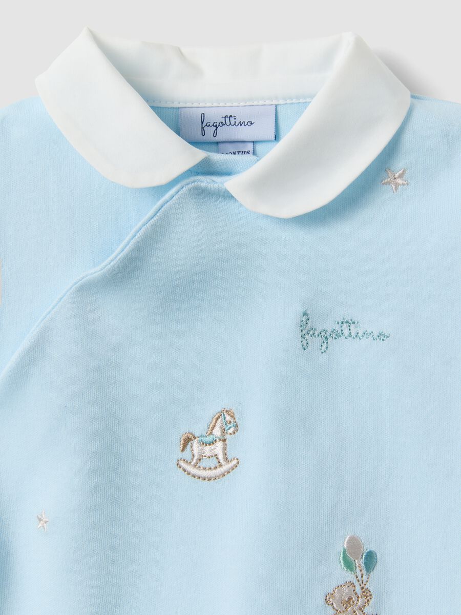 Light Blue Organic Cotton Babygrow with Classic Collar_2