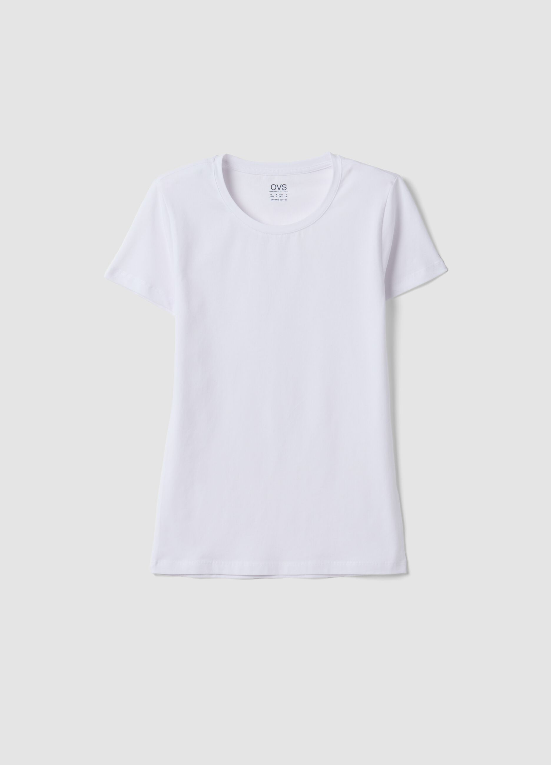 White organic stretch cotton crew-neck T-shirt