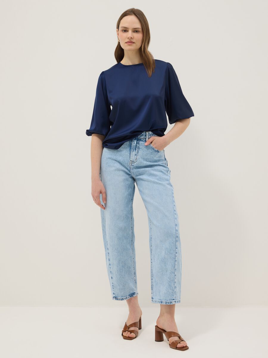 Maglia blu a maniche ampie regular fit_1