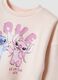Pink cotton-blend jogger set with Lilo & Stitch prints for girls_2