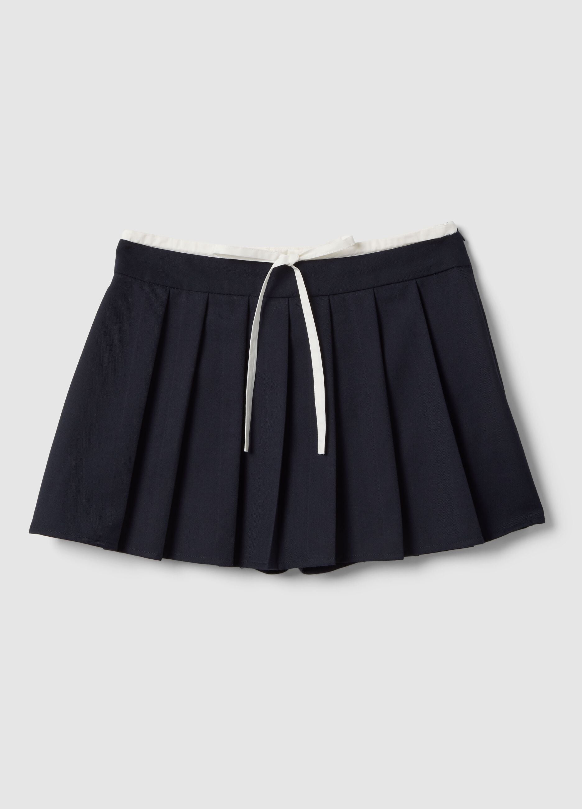 Blue viscose blend skirt regular fit with structured waist