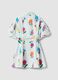 Girls&rsquo; white pure cotton dress with floral print, regular fit_4