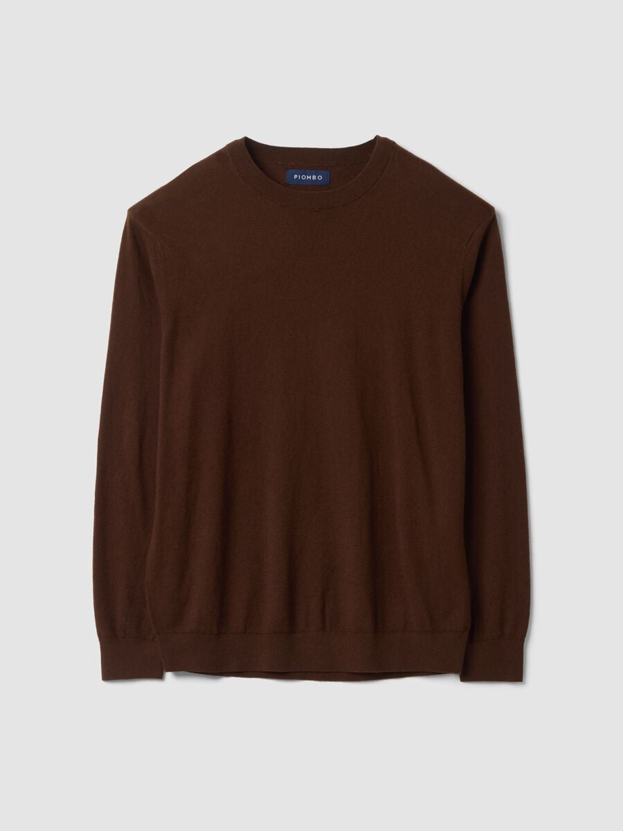 Brown crew-neck jumper in cotton and cashmere blend, regular fit_4