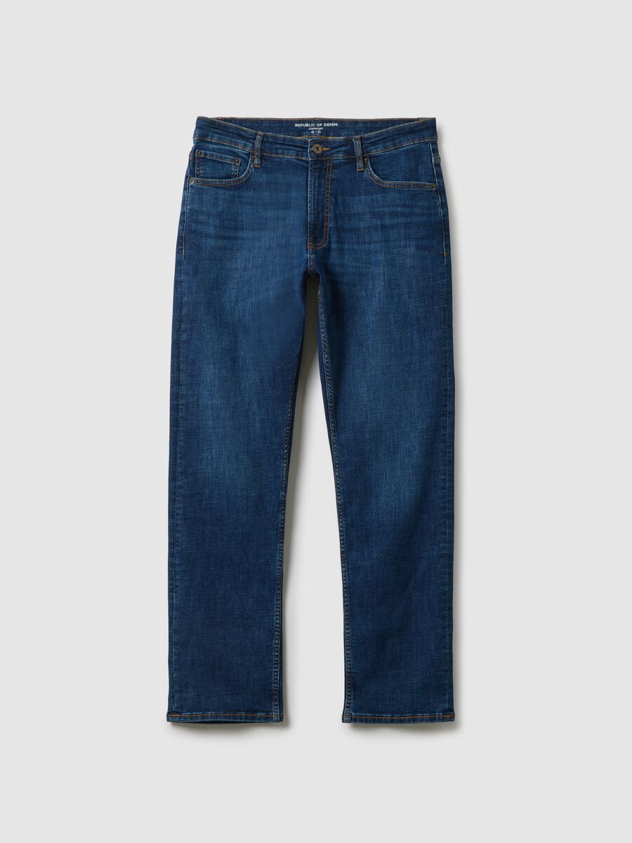 Comfort fit stretch cotton blue jeans_4