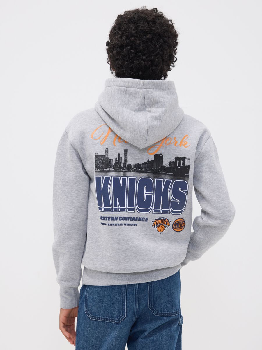 Grey cotton-blend hoodie with New York Knicks print_2
